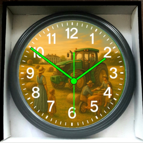 John Deere Tractor Farming Glow In The Dark Wall Clock New! - Picture 1 of 2